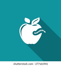 Worm-eaten apple icon. Vector Illustration