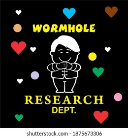 Wormhole research dept. typography slogan with cartoon for t shirt printing, tee graphic design.