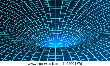 Wormhole. Singularity and event horizon. Digital visualisation of Black Hole. Vector illustration