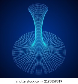 Wormhole tunnel mesh objects. Network wireframe low poly mesh vector illustration