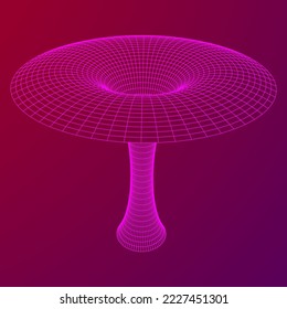 Wormhole tunnel mesh objects. Network wireframe low poly mesh vector illustration