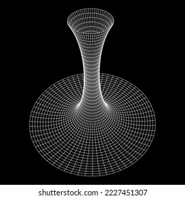 Wormhole tunnel mesh objects. Network wireframe low poly mesh vector illustration
