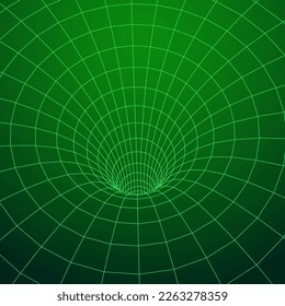 Wormhole tunnel mesh objects. Network wireframe low poly mesh vector illustration