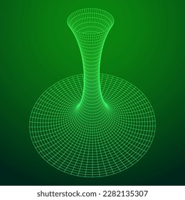 Wormhole tunnel mesh objects. Network wireframe low poly mesh vector illustration