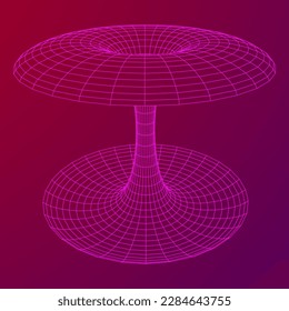 Wormhole tunnel mesh objects. Network wireframe low poly mesh vector illustration