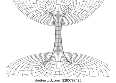Wormhole tunnel mesh objects. Network wireframe low poly mesh vector illustration