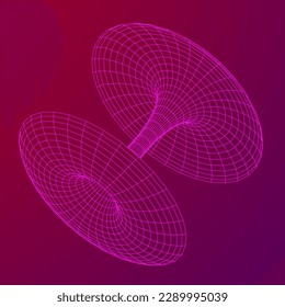 Objetos de malla de túnel de agujero. Ilustración vectorial de malla baja de malla de alambre de red