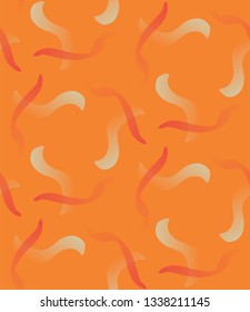 Worm-like Gradient Squiggle Cream And Pink On Orange Abstract Geometric Seamless Repeat Vector Pattern