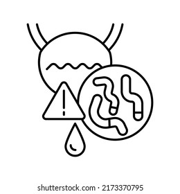 Worms in the bladder. Line icon for web design, templates and more