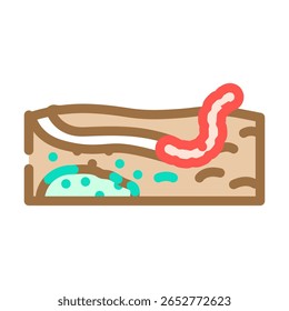 worms escaping from toxic ground color icon vector. worms escaping from toxic ground sign. isolated symbol illustration