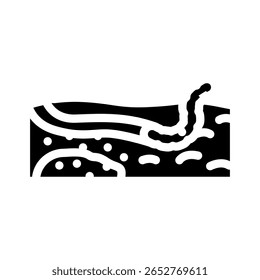 worms escaping from toxic ground glyph icon vector. worms escaping from toxic ground sign. isolated symbol illustration