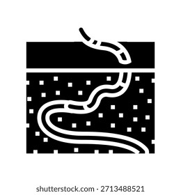 worms escaping from toxic ground glyph icon vector. worms escaping from toxic ground sign. isolated symbol illustration