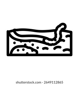 worms escapando do vetor de ícone de linha de solo tóxico. worms escapando do sinal de solo tóxico. símbolo de contorno isolado ilustração em preto