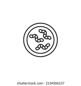 Worms food, plant with worms, future food simple thin line icon vector illustration. For web and mobile UI UX