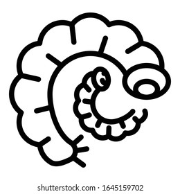 Worms icon. Outline worms vector icon for web design isolated on white background