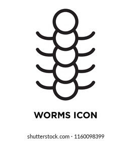Worms icon vector isolated on white background, Worms transparent sign , line symbol or linear element design in outline style