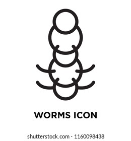 Worms icon vector isolated on white background, Worms transparent sign , line symbol or linear element design in outline style