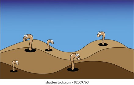 Worms on a hill vector