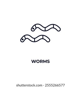 worms  outline icon. Linear vector from food concept. Thin line worms  icon isolated on white background