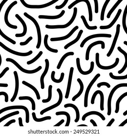 Lot Of Worms. Seamless Abstract Pattern With Black Worms On White.