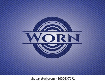 Insignia con textura de denim. Ilustración vectorial. Detallado.