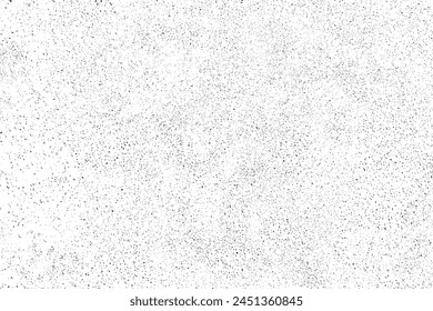 Worn black grunge texture. Dark grainy texture on white background. Dust overlay textured. Grain noise particles. Weathered effect. Torn graininess pattern. Vector illustration, EPS 10.