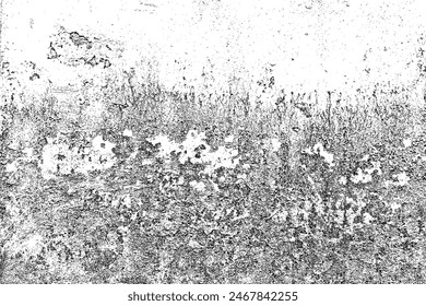 Worn black grunge texture. Dark grainy texture on white background. Dust overlay textured. Grain noise particles. Weathered effect. Torn graininess pattern. Vector illustration, EPS 10.