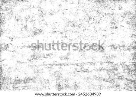 Worn black grunge texture. Dark grainy texture on white background. Dust overlay textured. Grain noise particles. Weathered effect. Torn graininess pattern. Vector illustration, EPS 10.