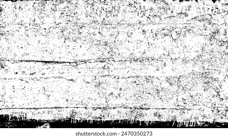 Worn black and white grunge texture. Distress paper overlay. Dark grainy texture background. Dust overlay textured. Grain noise particles. Weathered effect. Torn graininess pattern. Vector, EPS 10.