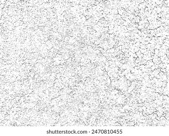 Worn black and white grunge texture. Distress paper overlay. Dark grainy texture background. Dust overlay textured. Grain noise particles. Weathered effect. Torn graininess pattern. Vector, EPS 10.