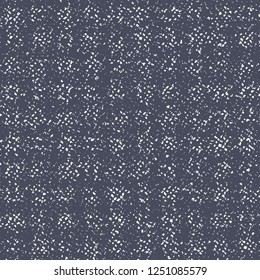 Worn blanket texture. Blue old fabric with a plaid pattern. Vector illustration.