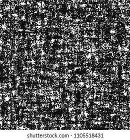Worn blanket of wool. Graphics in black and white. Rough texture background. Vector illustration.