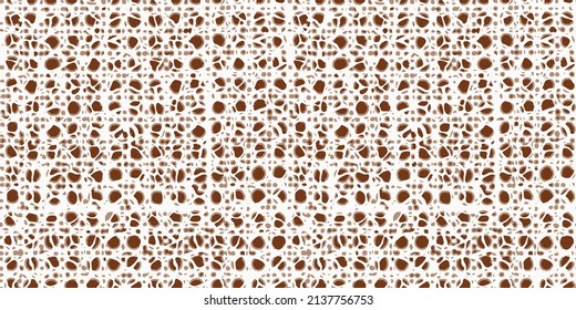 Worn brown  cane webbing illustration vector  wood texture surface , rattan geometric seamless pattern. svg