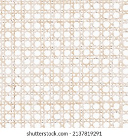 Worn  cane webbing illustration vector  wood texture surface , rattan geometric seamless pattern.
