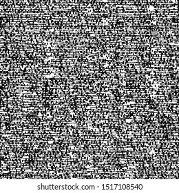 Worn carpet texture. Monochrome graphics. Distressed fabric structure. Rough background. Canvas. Damaged. Old. Grunge. Vector illustration. 