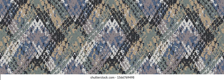 Worn Distressed Abstract Irregular Border Texture. Variegated Melange Camouflage Background. Hand Painted Brushstroke Effect Edging. For Rugged Banner. Mottled Masculine Organic Camo in Vector EPS10