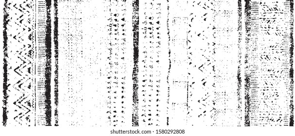 Worn down carpet pattern design. Broken plaster and grunge damask effect. Distressed overlay texture design. Vector illustration. Eps10.