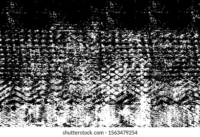 Worn down wallpaper pattern design. Broken plaster and grunge damask effect. Distressed overlay texture design. Vector illustration. Eps10.