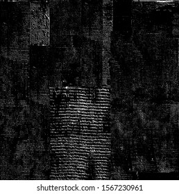 Worn down wallpaper pattern design. Broken plaster and grunge damask effect. Distressed overlay texture design. Vector illustration. Eps10.