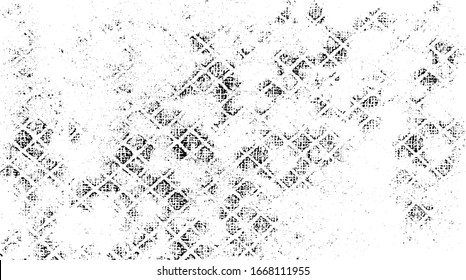 Worn down wallpaper pattern design. Broken plaster and grunge effect. Distressed overlay texture design. Vector illustration. Eps10.