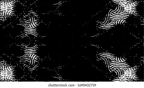Worn down wallpaper pattern design. Broken plaster and grunge damask effect. Distressed overlay texture design. Vector illustration. Eps10.