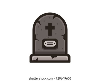 worn gravestone with cross