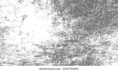 Worn grunge overlay with scratched texture. High contrast chaotic line background art. Perfect for gritty, faded and aged design.