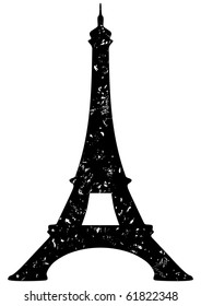 worn illustration of Eiffel tower