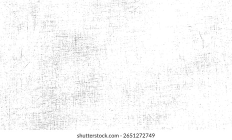 Textura grunge tecido de linho desgastado com linhas de crosshatch sutis. Abstrato vintage riscar sobreposição sobre fundo branco. Arte de superfície suja angustiada.
