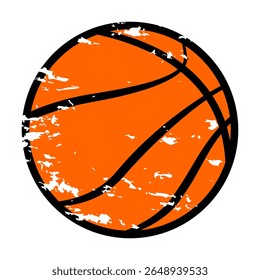 Worn logo Basketball ball. Print for T-shirt, merch, product. Vector EPS10

