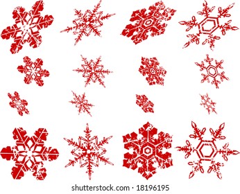 Worn looking snowflakes straight on and angled.