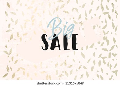 Worn Marble Gold and Pastel advertising background. Fashion artistic template for new collection sign board or sale banner design. Trendy chic and vintage old textures