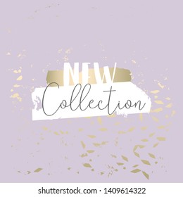Worn Marble Gold and Pastel advertising background. Fashion artistic template for new collection sign board or sale banner design. Trendy chic and vintage old textures