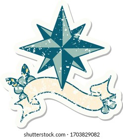 pegatinas viejas usadas con pancarta de una estrella